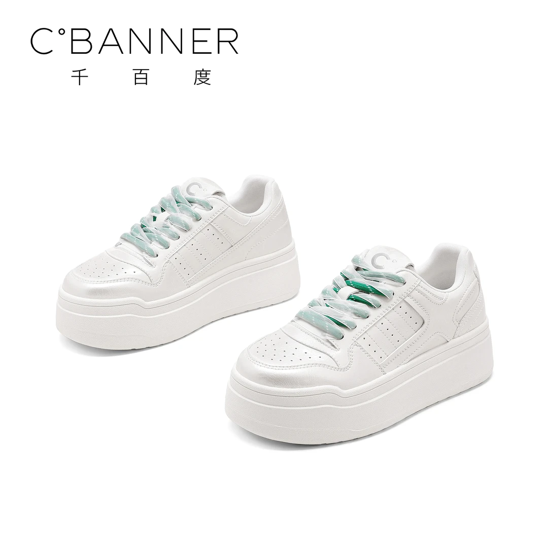 C.BANNER/千百度百搭休闲鞋2025新款擦色学院风欧若智性风休闲鞋