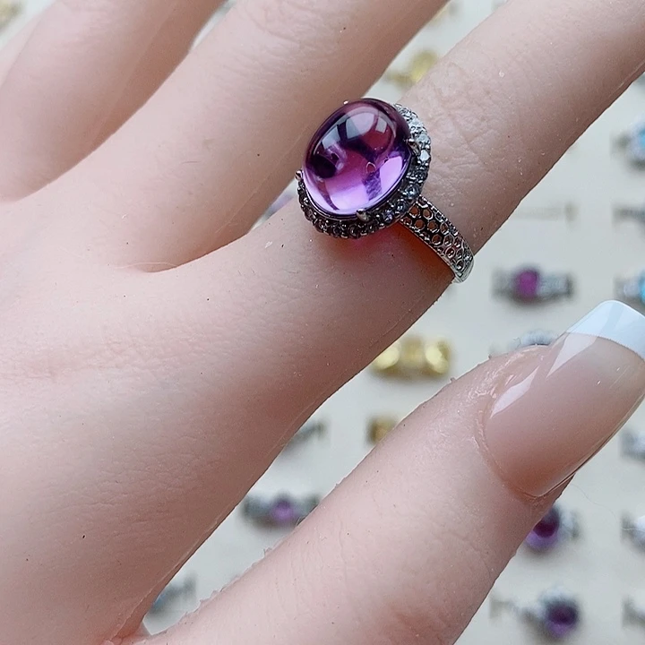 戒指银S925镶嵌水晶戒指