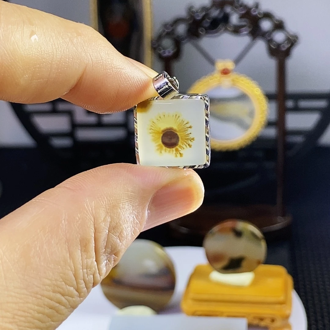 合成碳硅石非金属时尚图纹画面石饰品