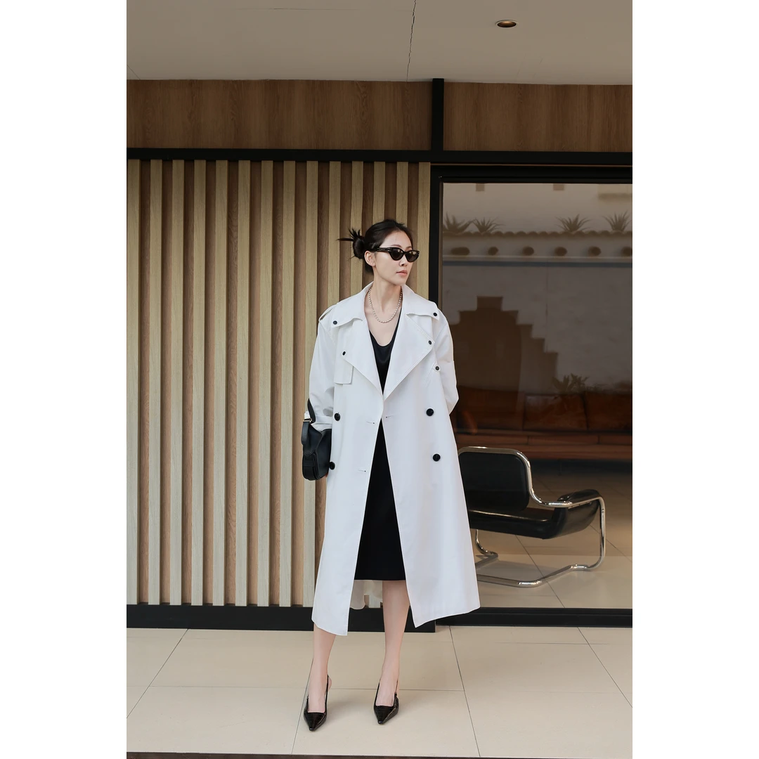 NO退NO换【FELOCCA】英伦风大翻领双排扣气质时尚风衣外套25SFY034