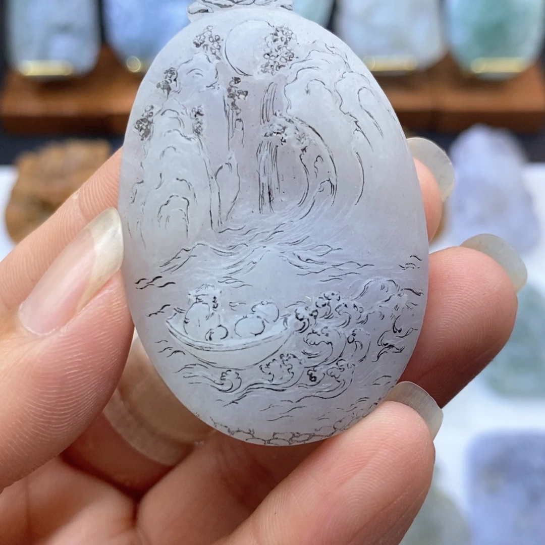 定制翡翠未镶嵌山水