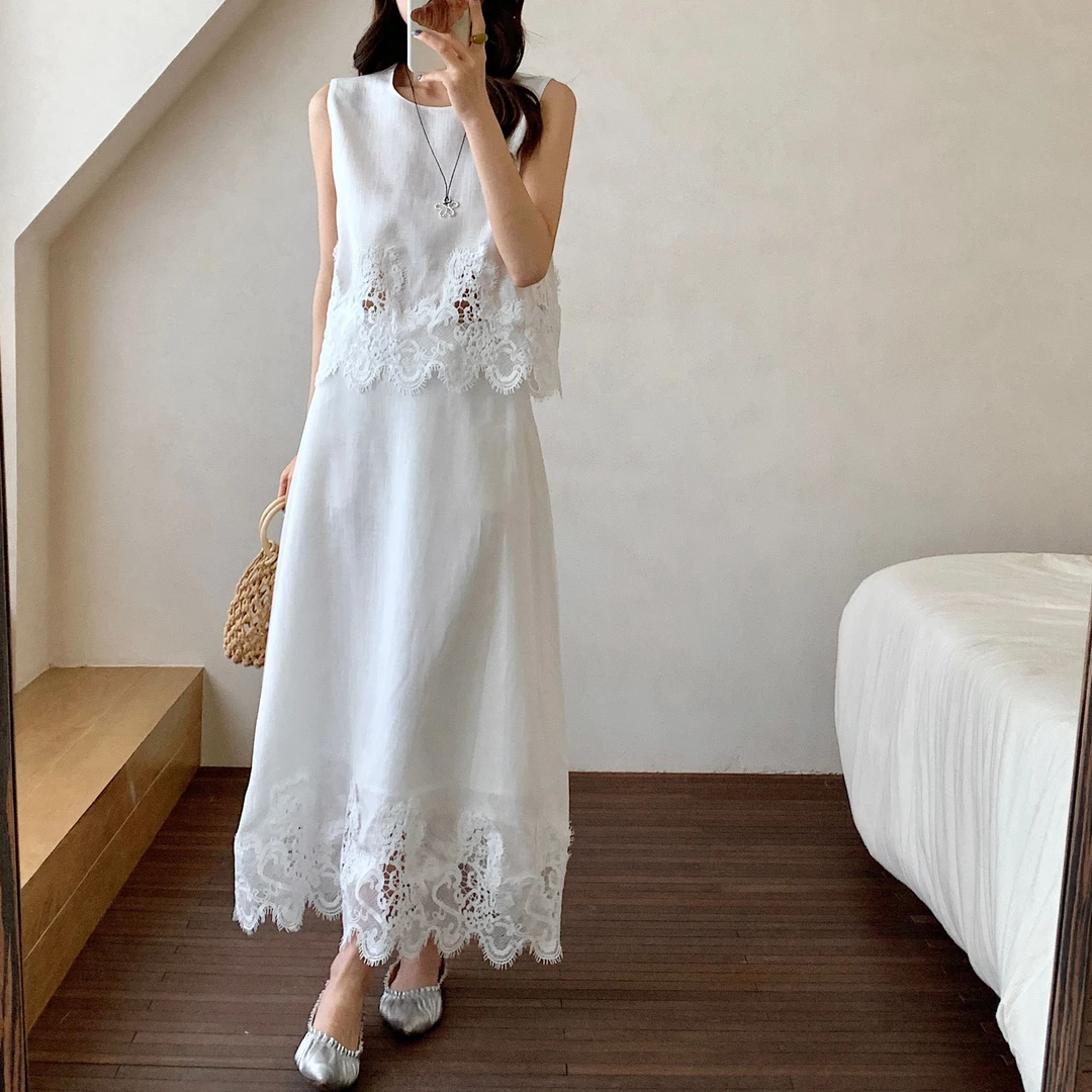 【将军专属】月光舒曼 新款女装高级蕾丝设计款时尚气质甜美系套装