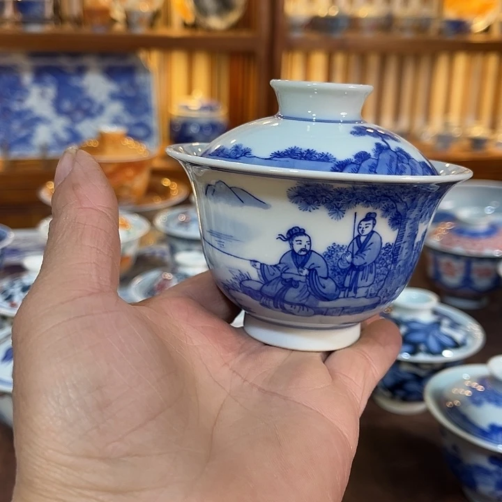 錡镇堂手工手绘盖碗