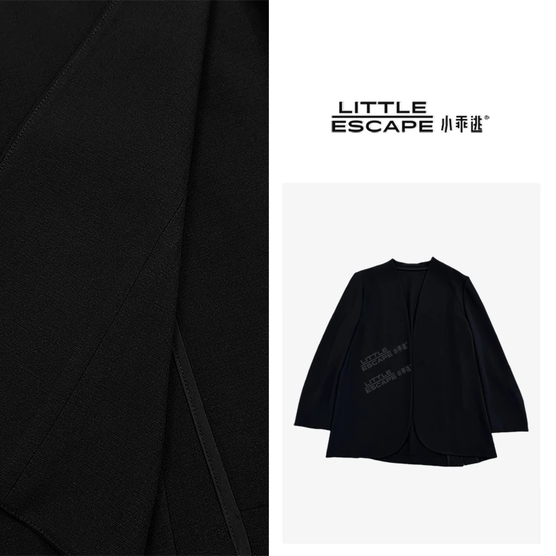 小乖逃休闲西服轻奢醋酸黑色西装精美时尚马吉韩版S25165