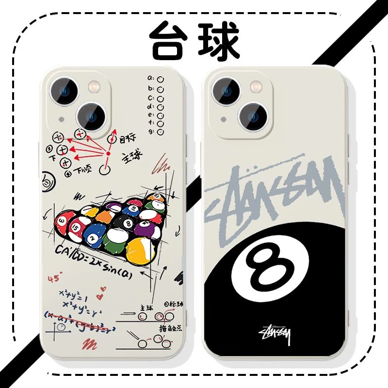 适用台球高级感苹果16华为mate60简约iPhone15promax黑八OP手机壳