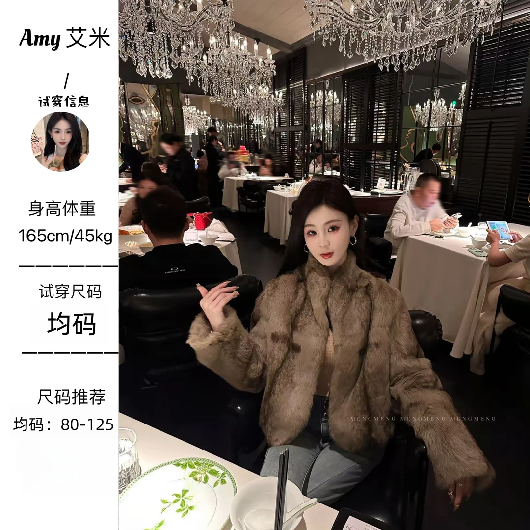 萌萌定制●【暮色古堡】兔毛皮草短款百搭皮草外套外套预JJD4WT7743