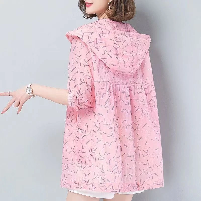 防晒衣女中长款2025夏季新款大码宽松防晒服中年妈妈女式薄外套潮
