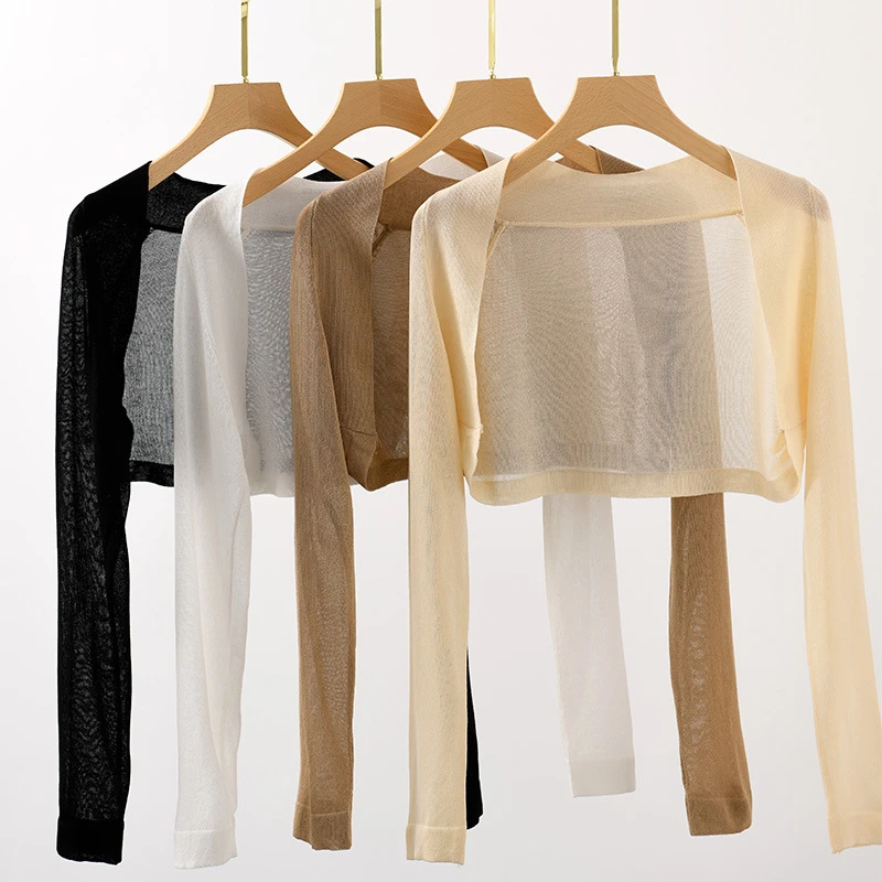 冰丝小披肩针织防晒开衫披肩夏季薄款配吊带裙子修身外搭高腰长袖