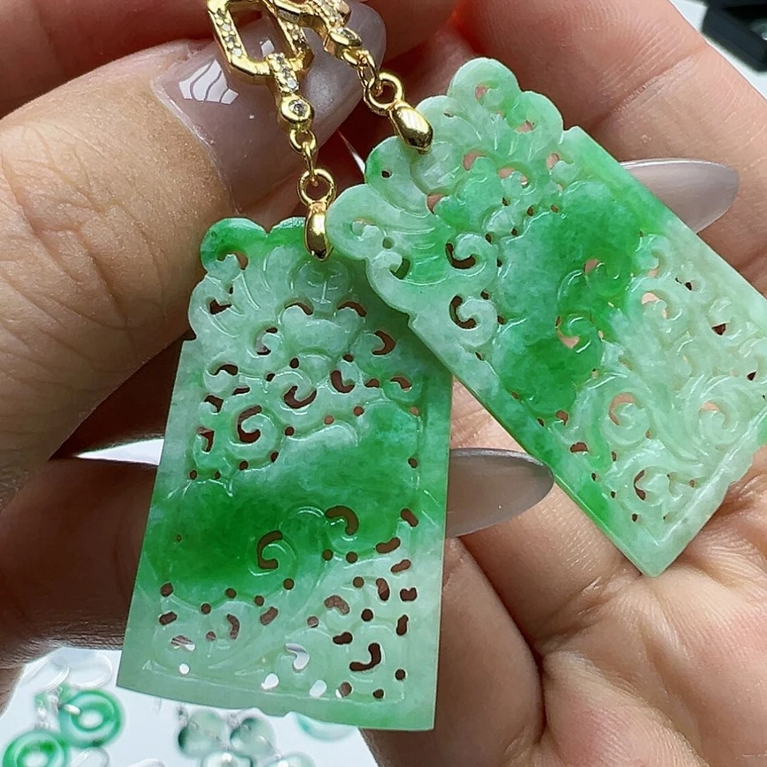 未镶嵌翡翠耳饰正*天然缅甸A货翡翠