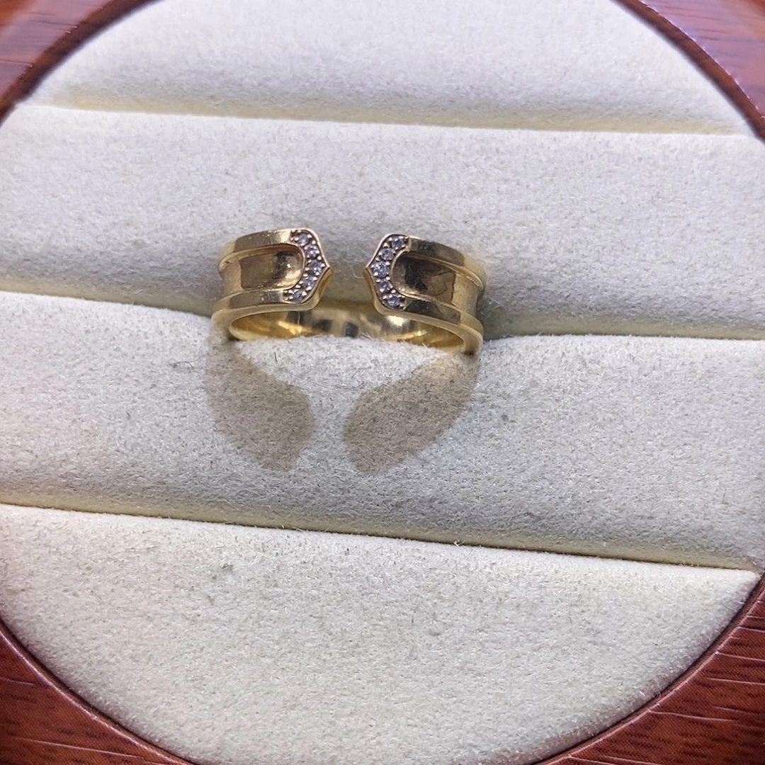 钻石戒指/指环18K金镶嵌k黄天使之吻戒指