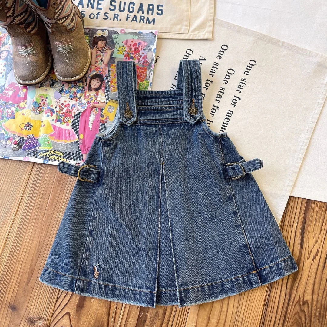 【现货】日系中古小马女童韩版连衣裙牛仔背带裙牛仔吊带裙牛仔裙