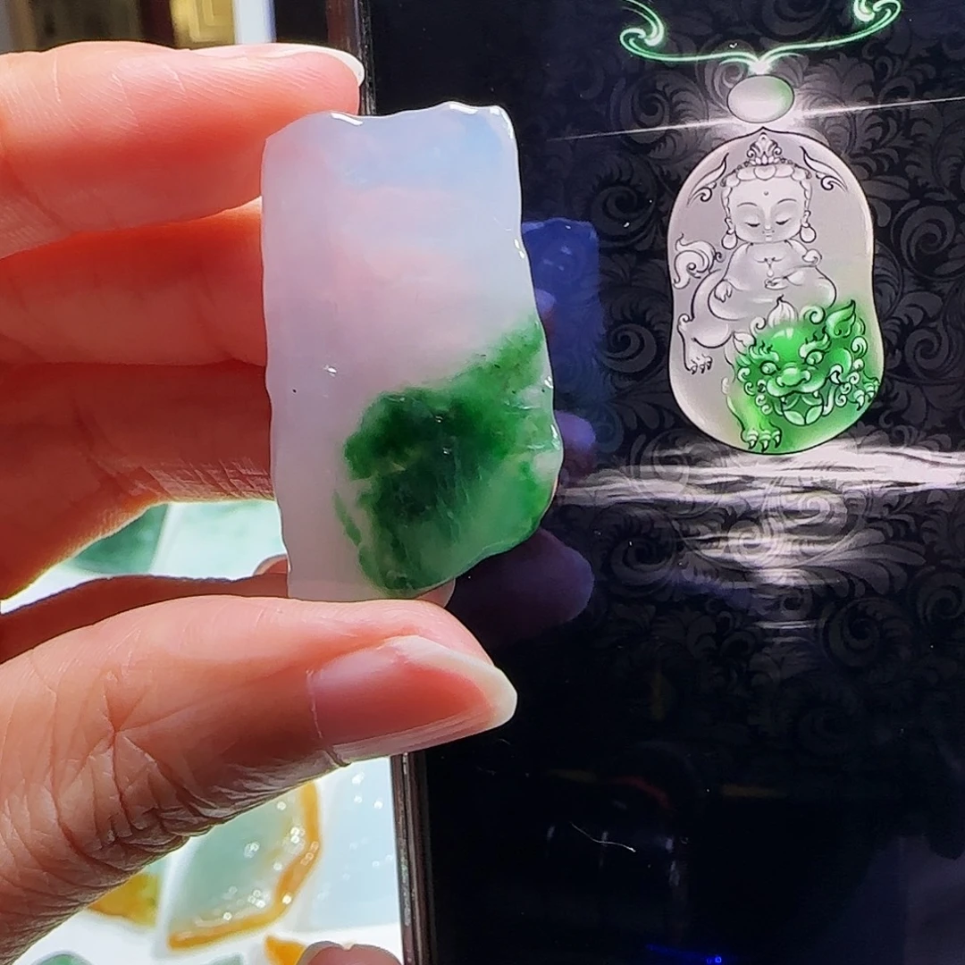 定制翡翠未镶嵌缅甸翡翠挂件