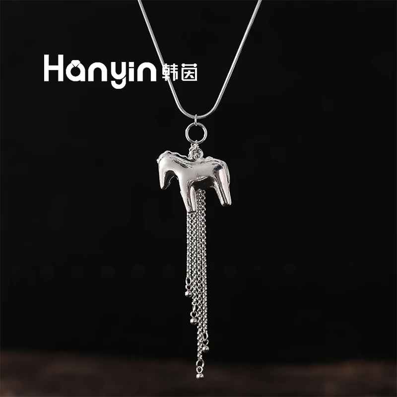 钛钢项链 70cm蛇骨链马上有钱花流苏抽拉调节不掉色项链毛衣链