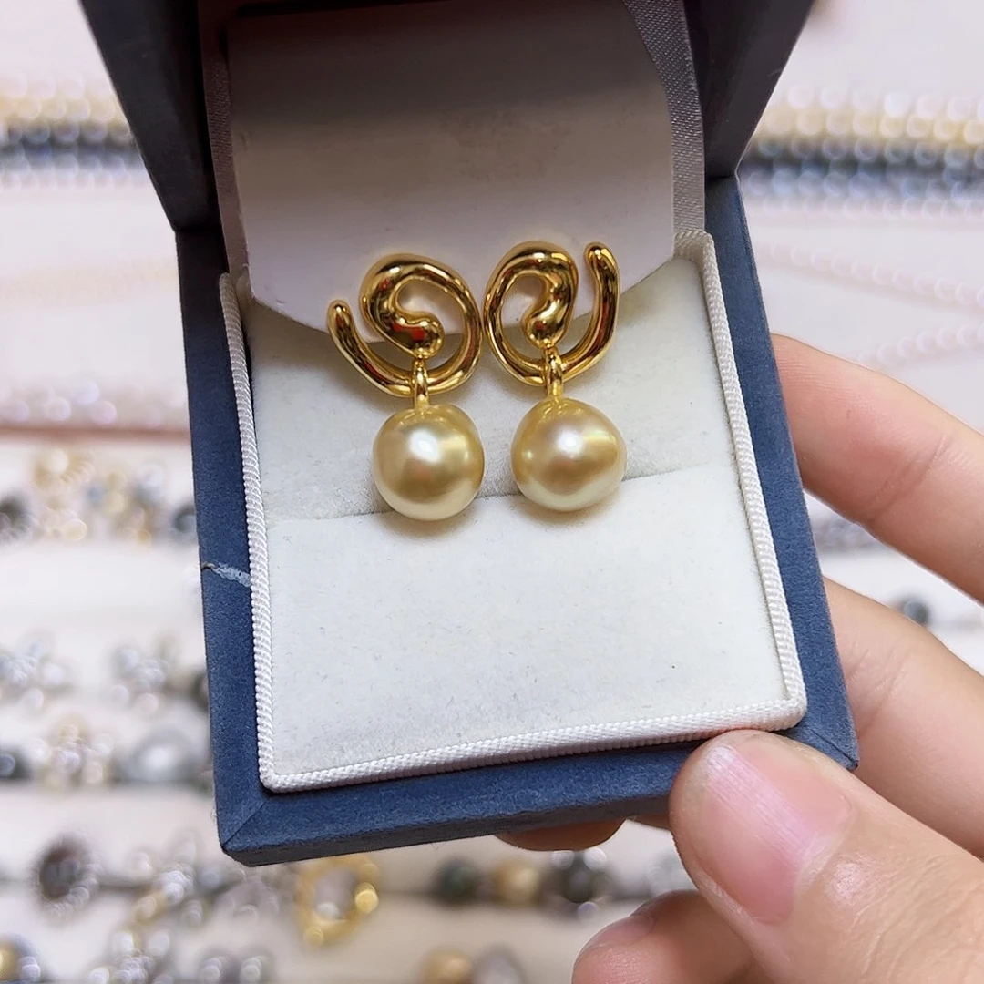 海水珍珠耳饰银S925镶嵌
