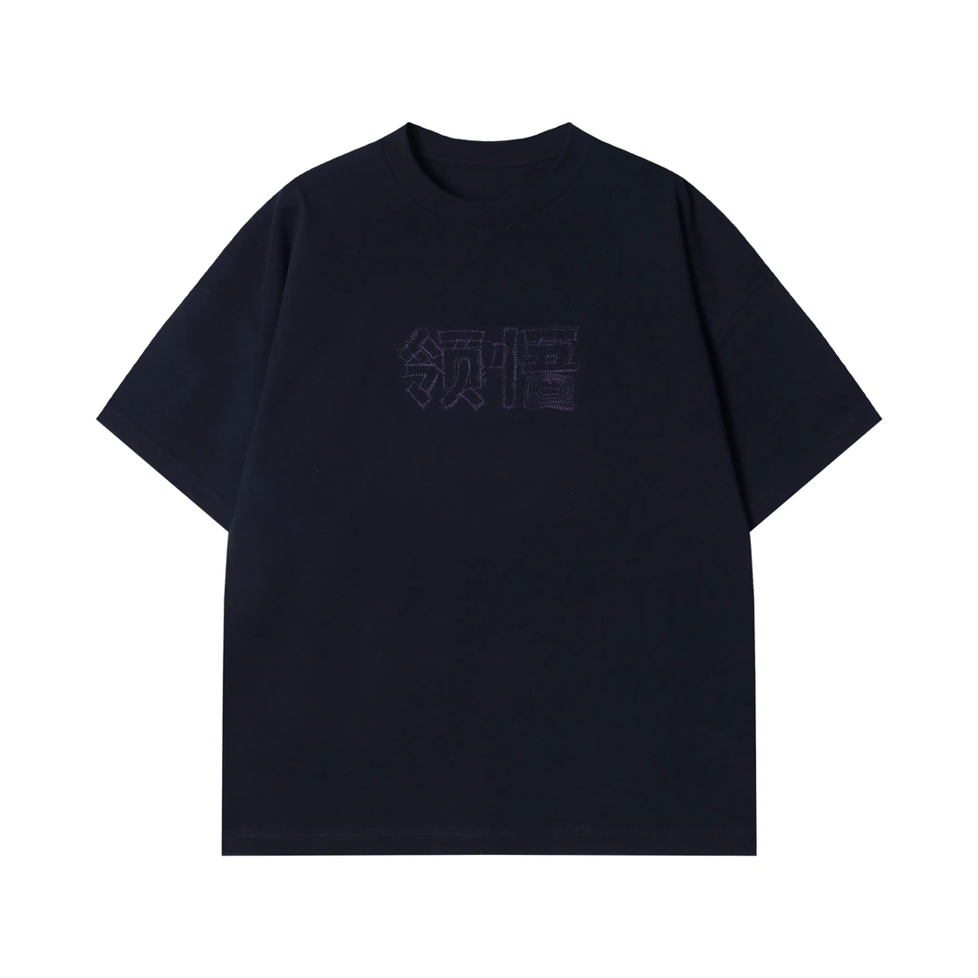 情侣夏季新款时尚个性韩版撞色文字刺绣圆领短袖T恤潮流百搭上衣