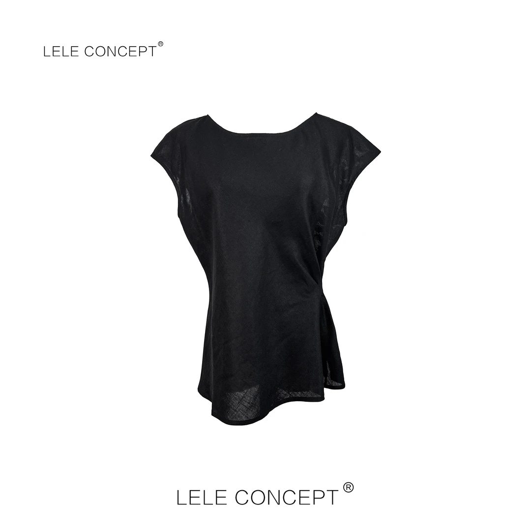 LELE CONCEPT丨【如一】法式气质休闲风蕾丝花纹包肩半袖TX118