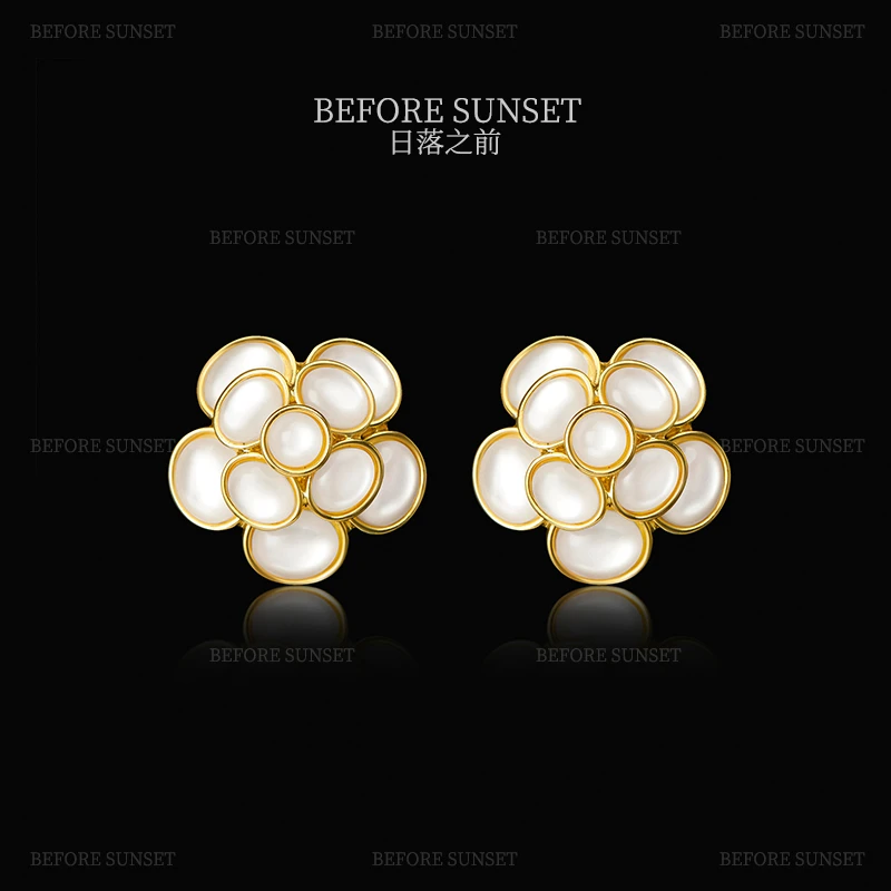 纯铜琉璃耳饰 【金缠贝花】耳环 日落之前