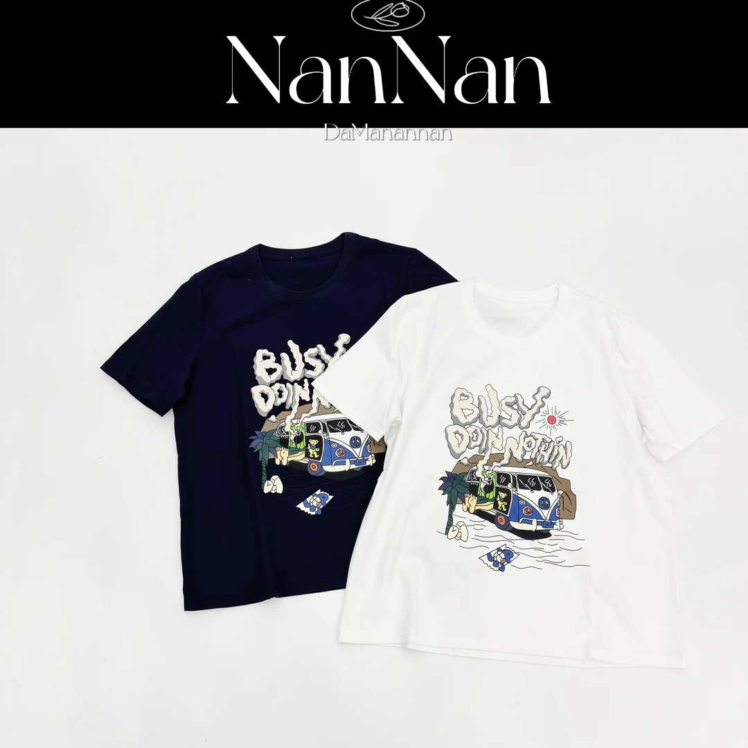 【楠楠推荐】春季新款棉感圆领趣味小汽车字母半袖C5021