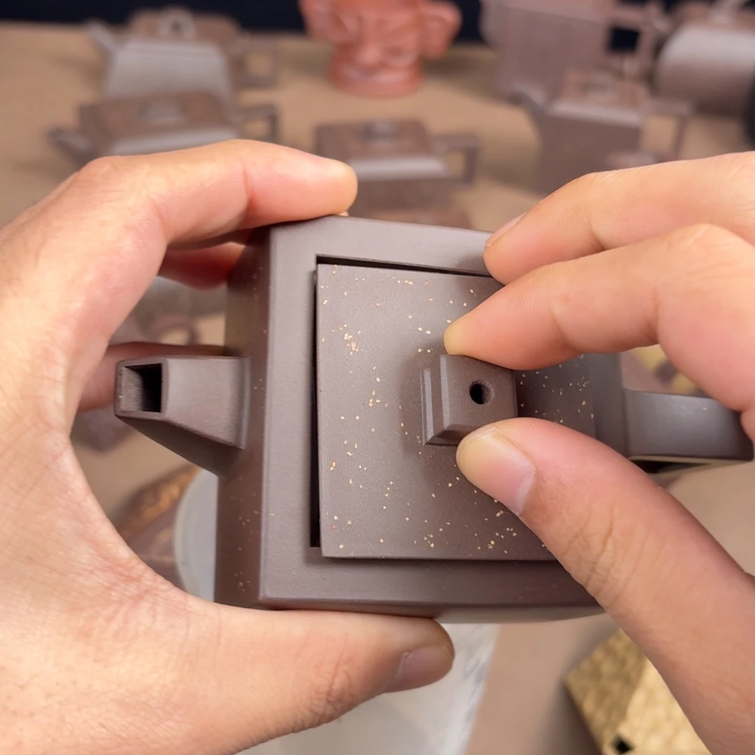 茶壶紫砂瑕疵全手工四方150cc紫泥铺沙