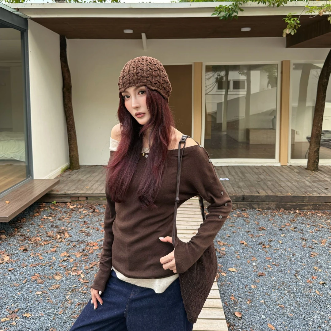 Moprobably李予诺「撞彩」辣妹时尚假两件撞色百搭长袖T恤L5376137