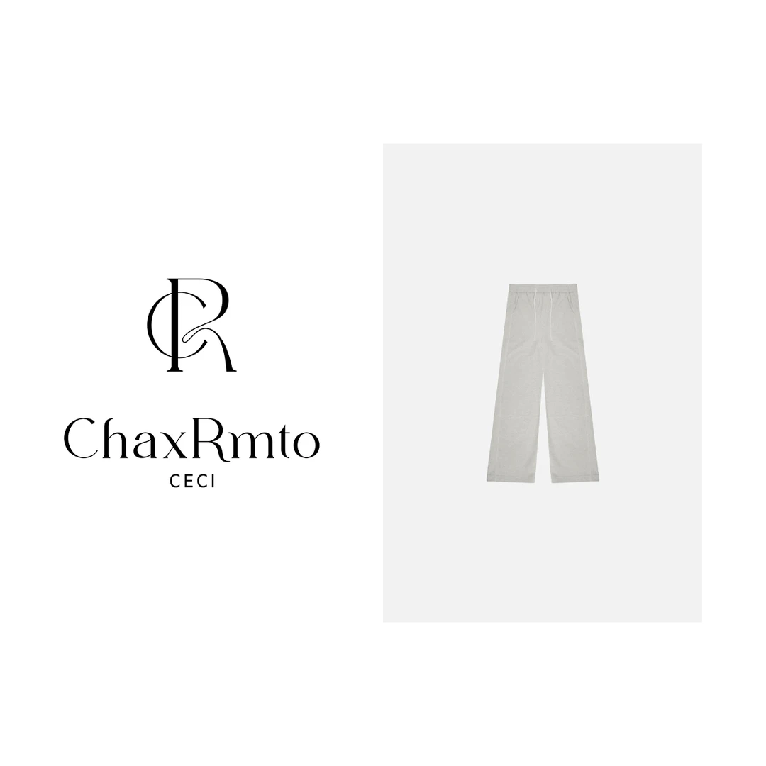 ChaxRmto 2025春季拼色系绳腰头宽松休闲百搭直筒裤 斯斯SD1A0016