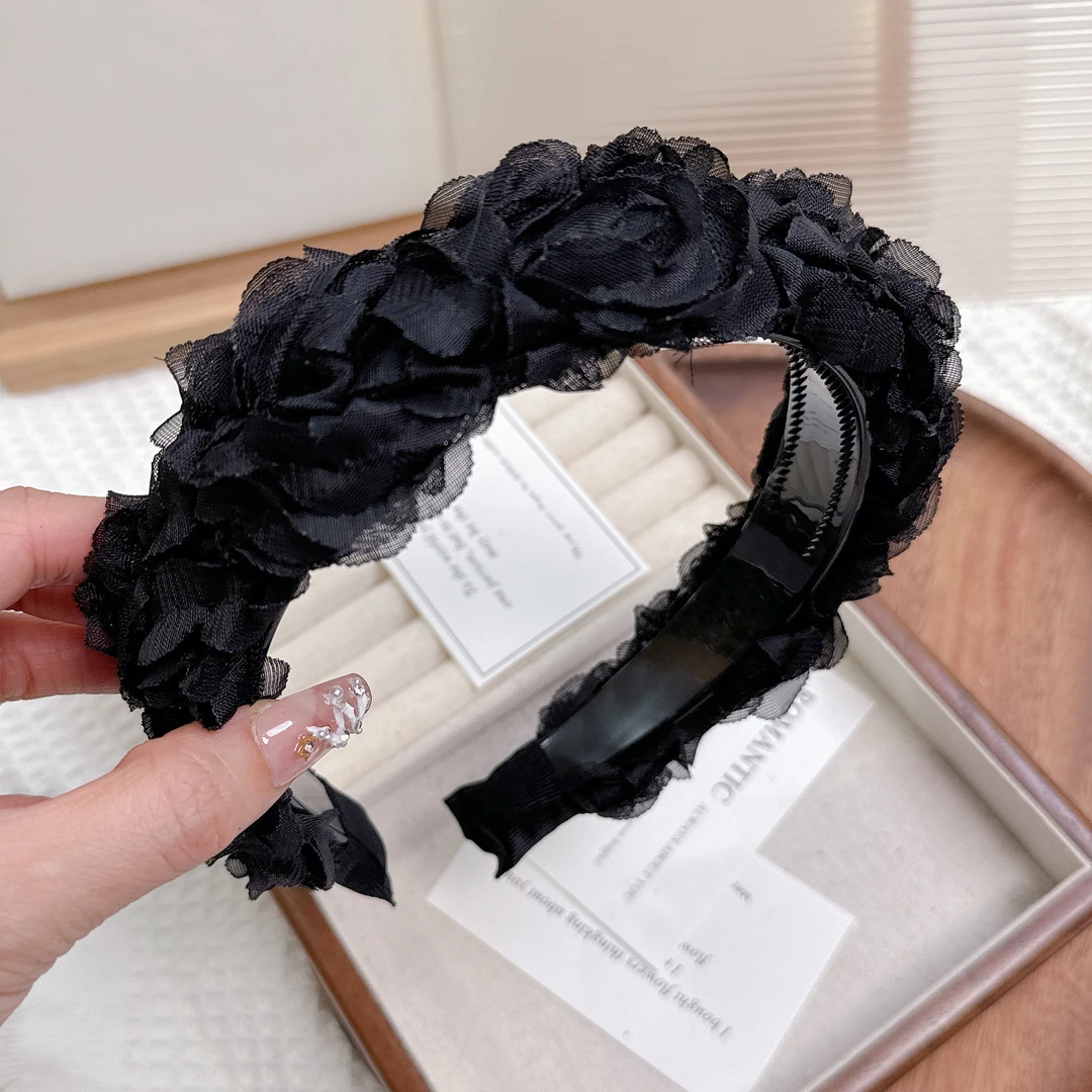 带齿高颅顶新款设计师款定制发箍黑色加宽编织2025韩国头箍