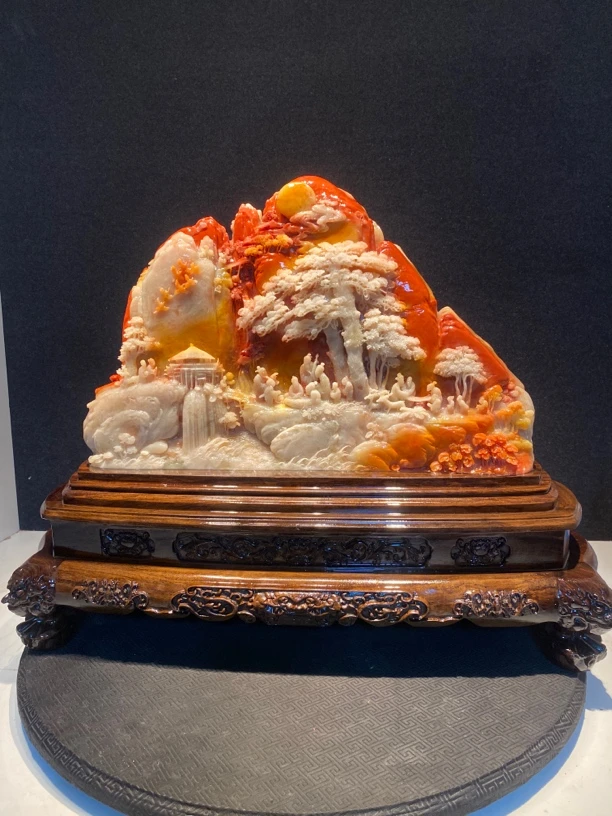 寿山石山水田黄印章印摆件貔貅手把件石雕工艺品入门玄关奇石山水