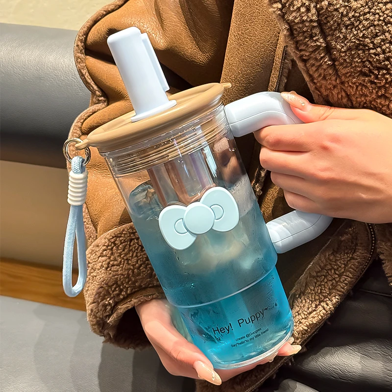 夏天多巴胺超萌大容量新款水杯女生学生高颜值吸管爆款便携杯子