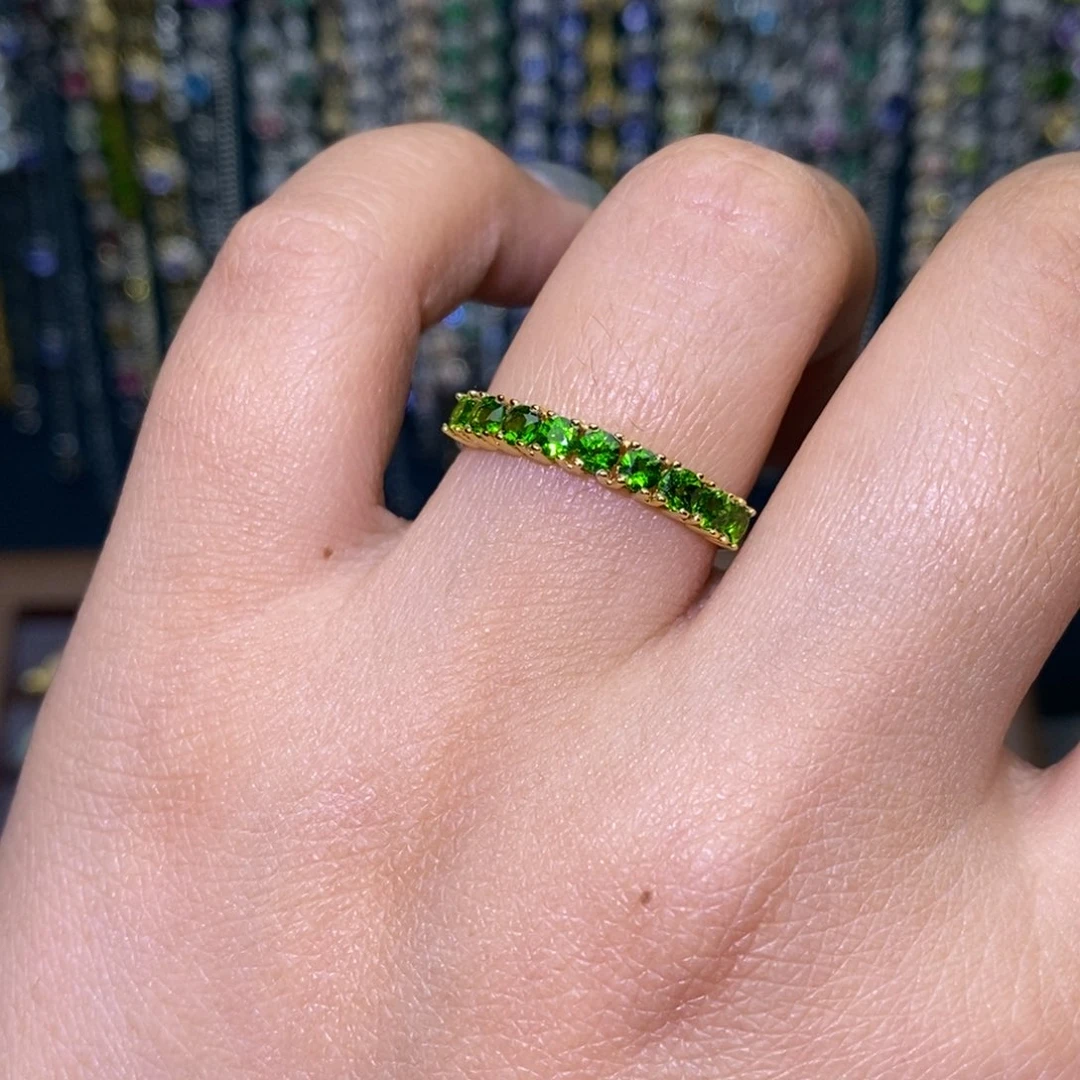 开口戒指透辉石银S925镶嵌