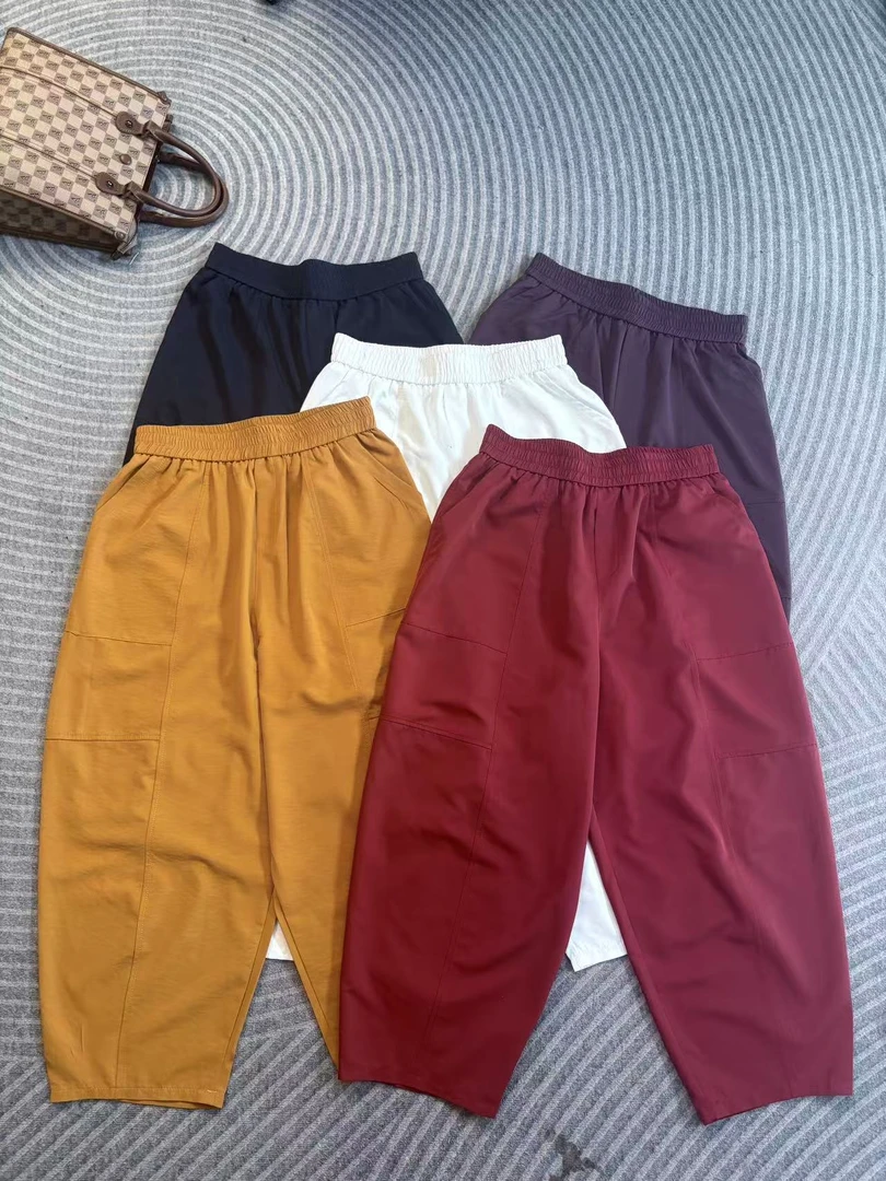 显瘦时尚百搭休闲裤夏季哈伦裤8分裤纯色女士宽松裤子3