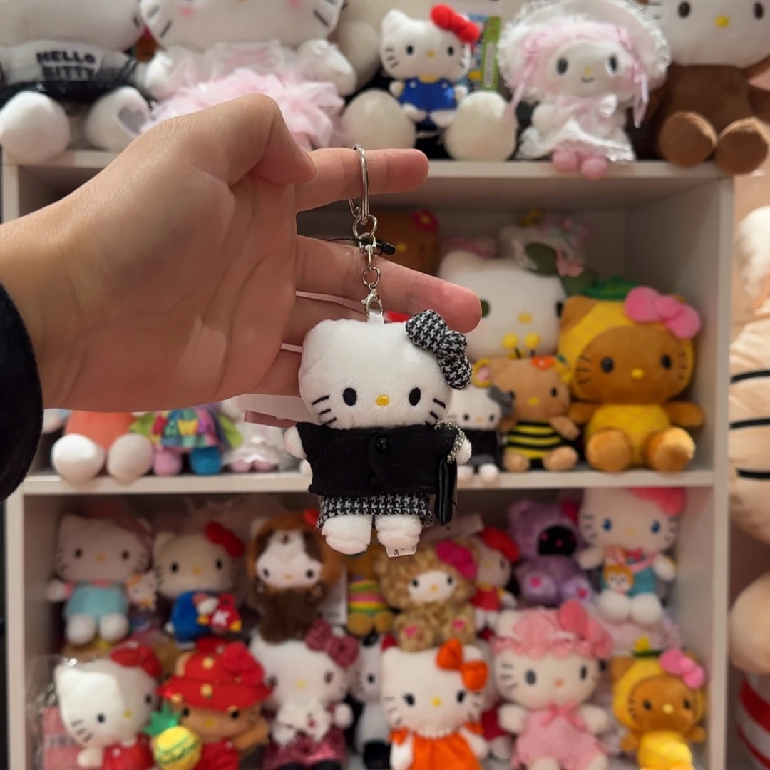 毛绒me黑白千鸟格kt挂件