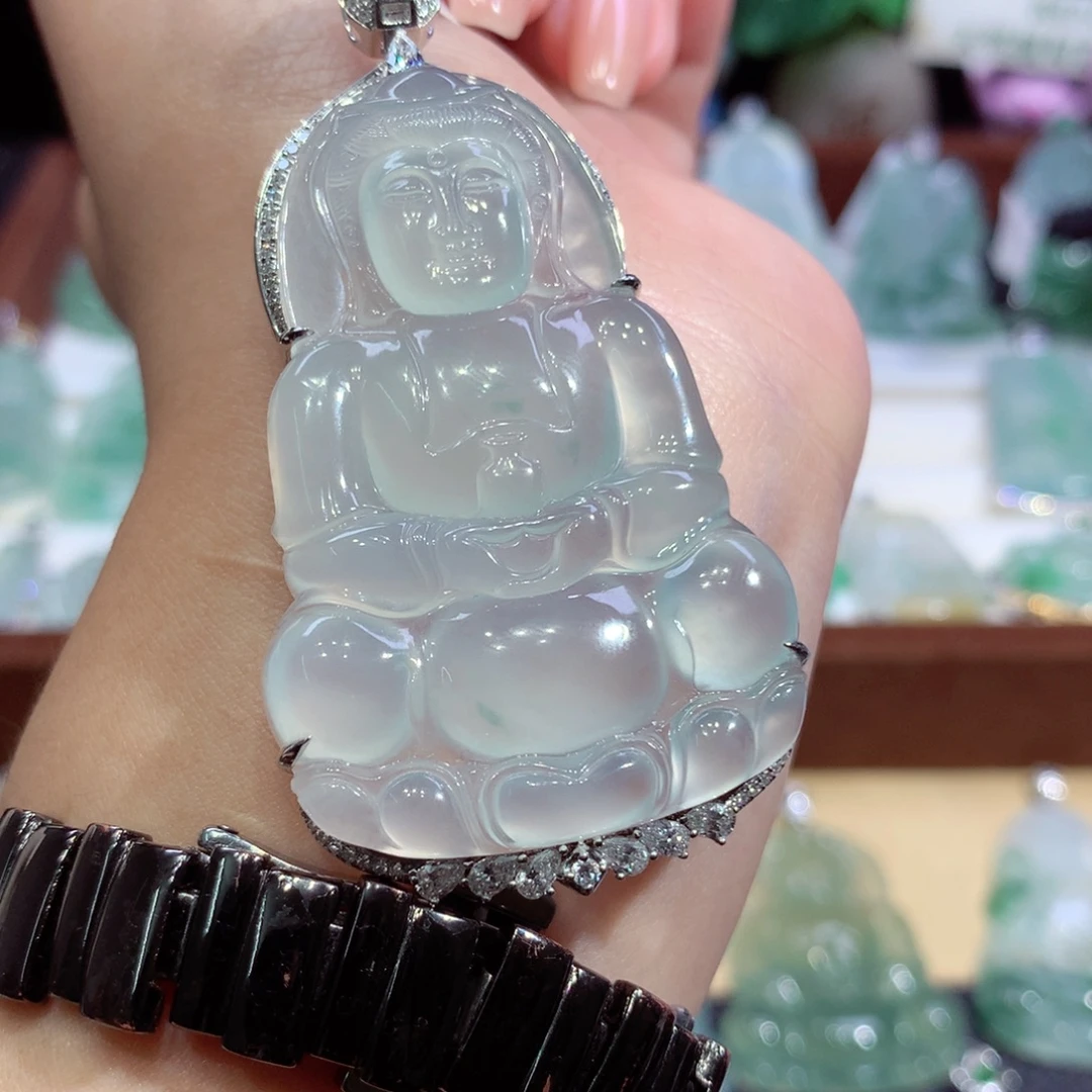 翡翠18K金镶嵌吊坠(不含链)