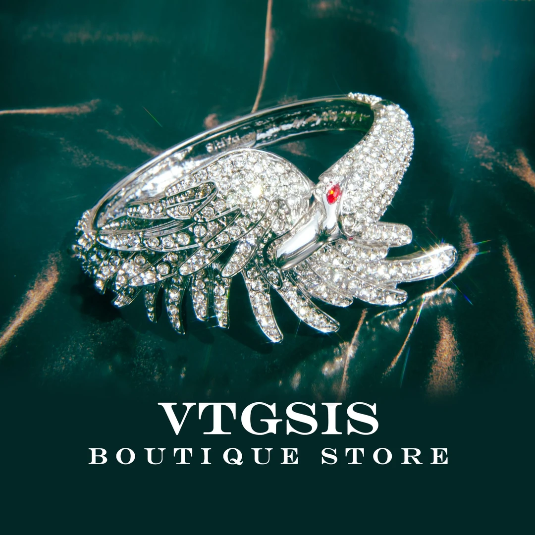 VTGSIS 合金合成锆石手镯 6210银色天鹅手镯可爱高级感女小众新品