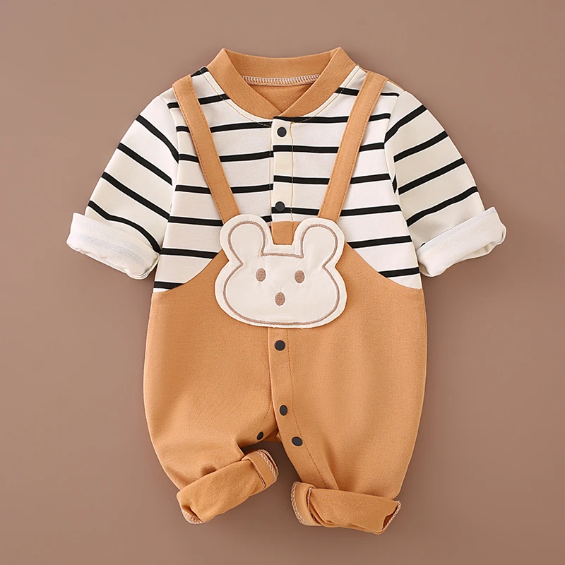 婴儿衣服早春款纯棉连体衣0-18月新生儿春秋款长袖连体衣超萌可爱