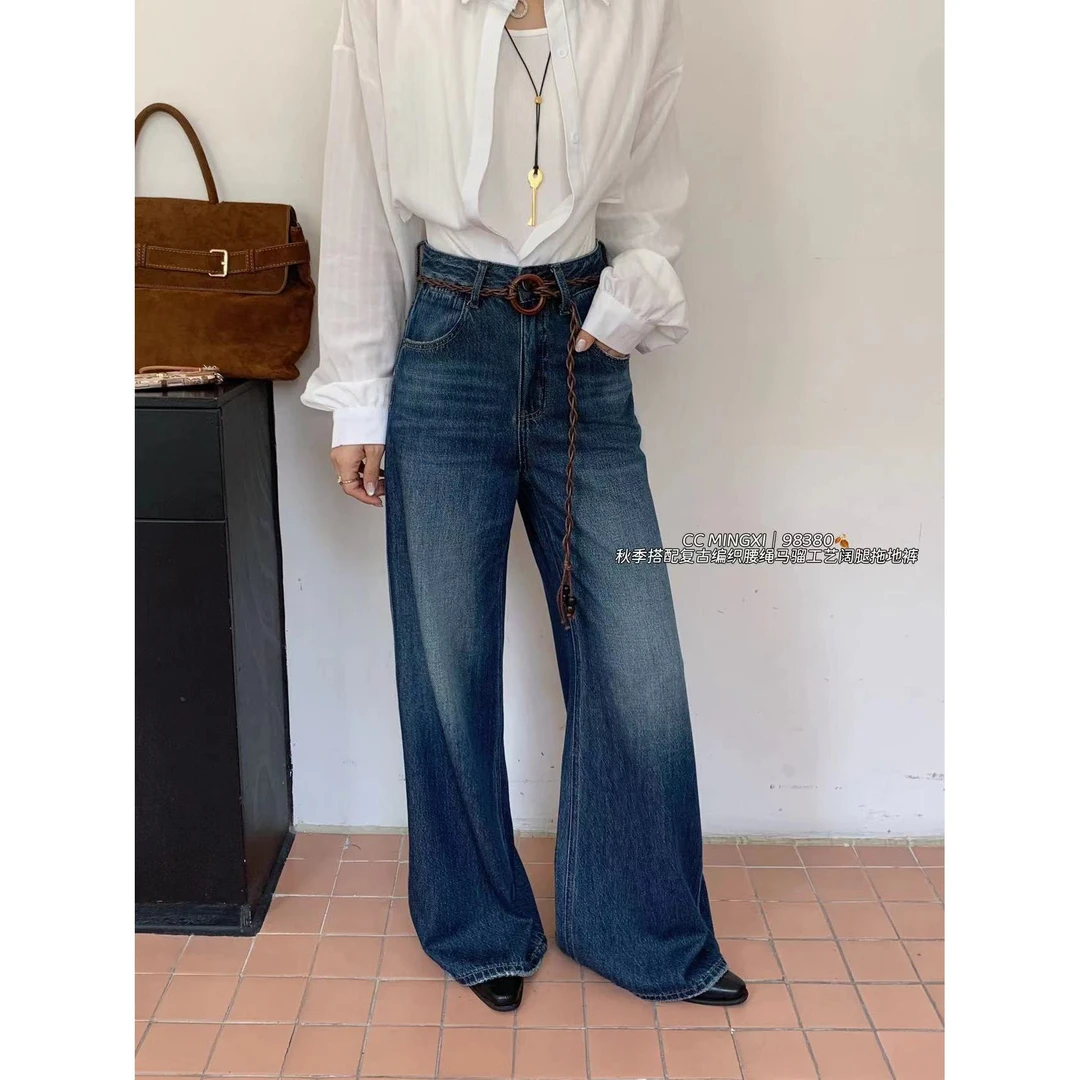 【NO退NO换】鑫燃KIki 搭配复古编织腰绳阔腿牛仔裤 98380 MX 【F】