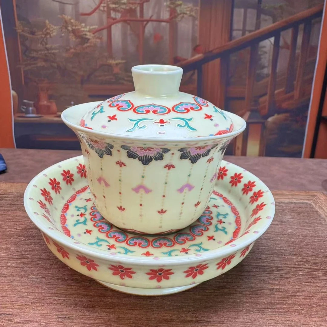 w1633青花三才盖碗