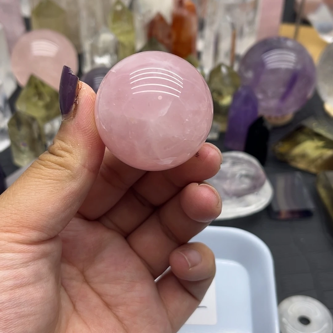 未镶嵌珠宝半成品水晶64 粉水晶4cm