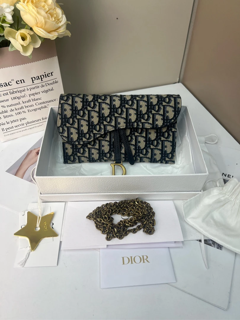 99新 DIOR/迪奥 迪奥老花马鞍二合一斜挎包