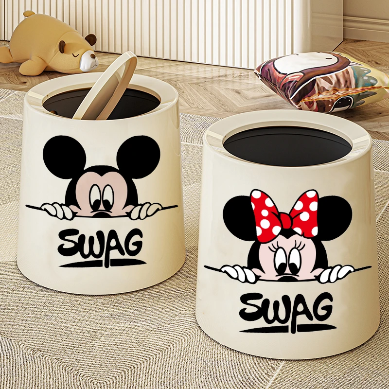 卡通垃圾桶新款迪士尼家用高颜值卫生间大容量客厅厨房卧室纸篓