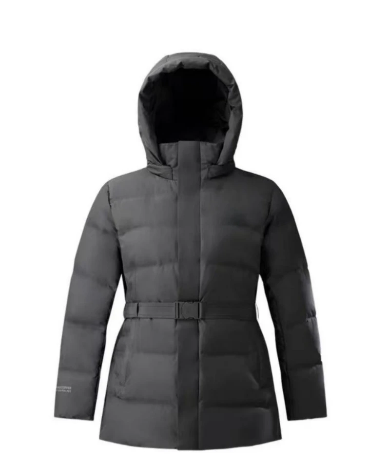 连帽收腰户外防风保暖鹅绒长款女士羽绒服22