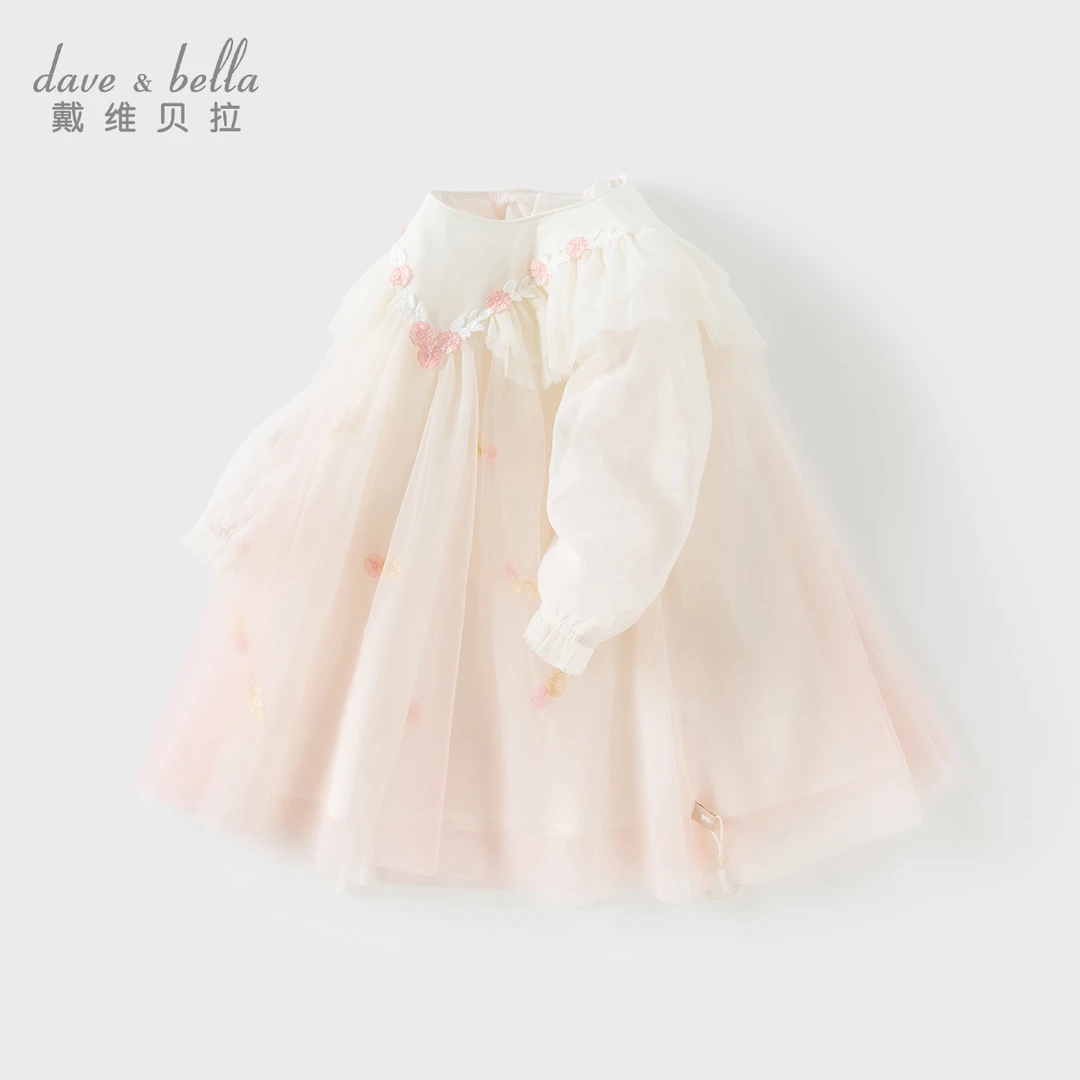 戴维贝拉儿童女宝宝秋季新款连衣裙女童蓬蓬网纱公主裙DB1250545