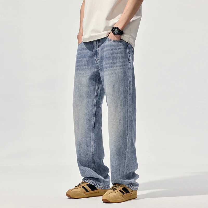 10.5盎司‘无弹宽松直筒牛仔裤男装美式长裤休闲简约百搭