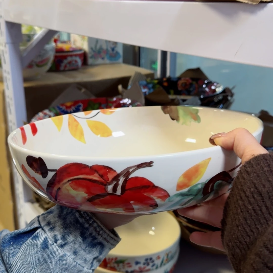 陶瓷11英寸水墨南瓜浅盆一只