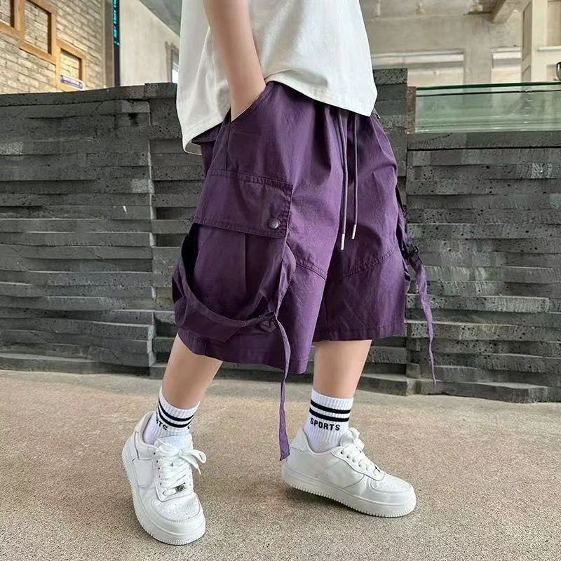 薄款工装短裤2025夏季新款儿童七分裤中裤中大童夏装9351