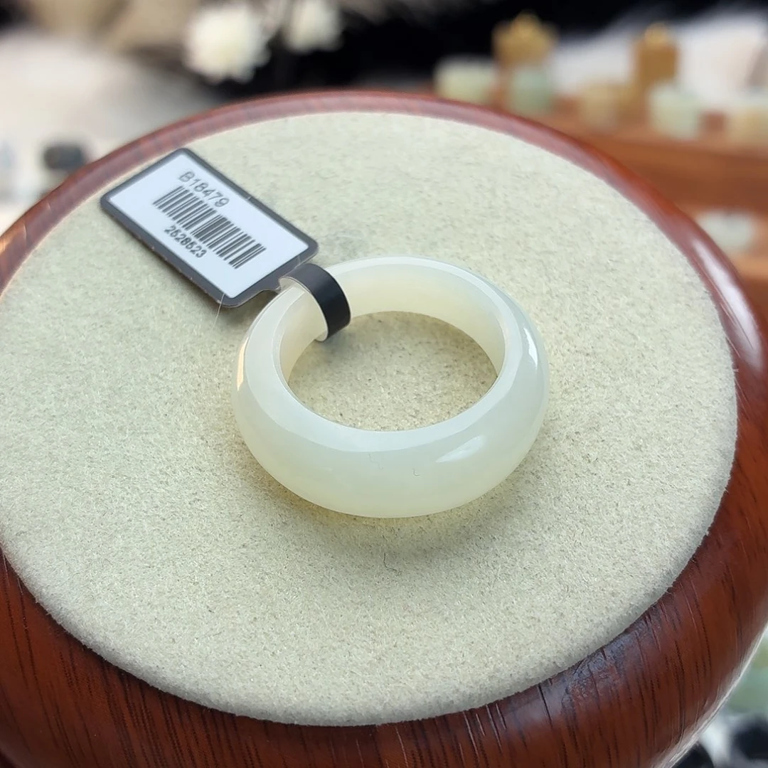 和田玉未镶嵌戒指i108晴水馒头21.2mm