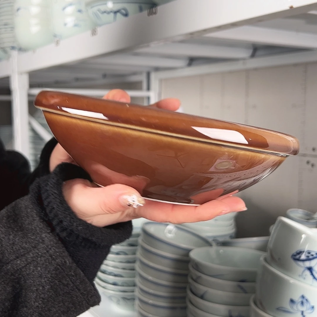 碗微瑕福利8寸黄釉汤钵