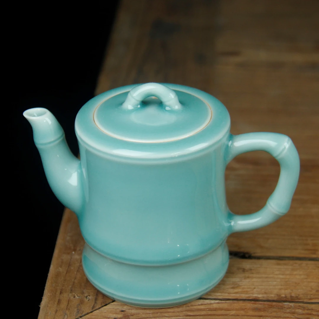 龙泉青瓷节节高升竹节茶壶