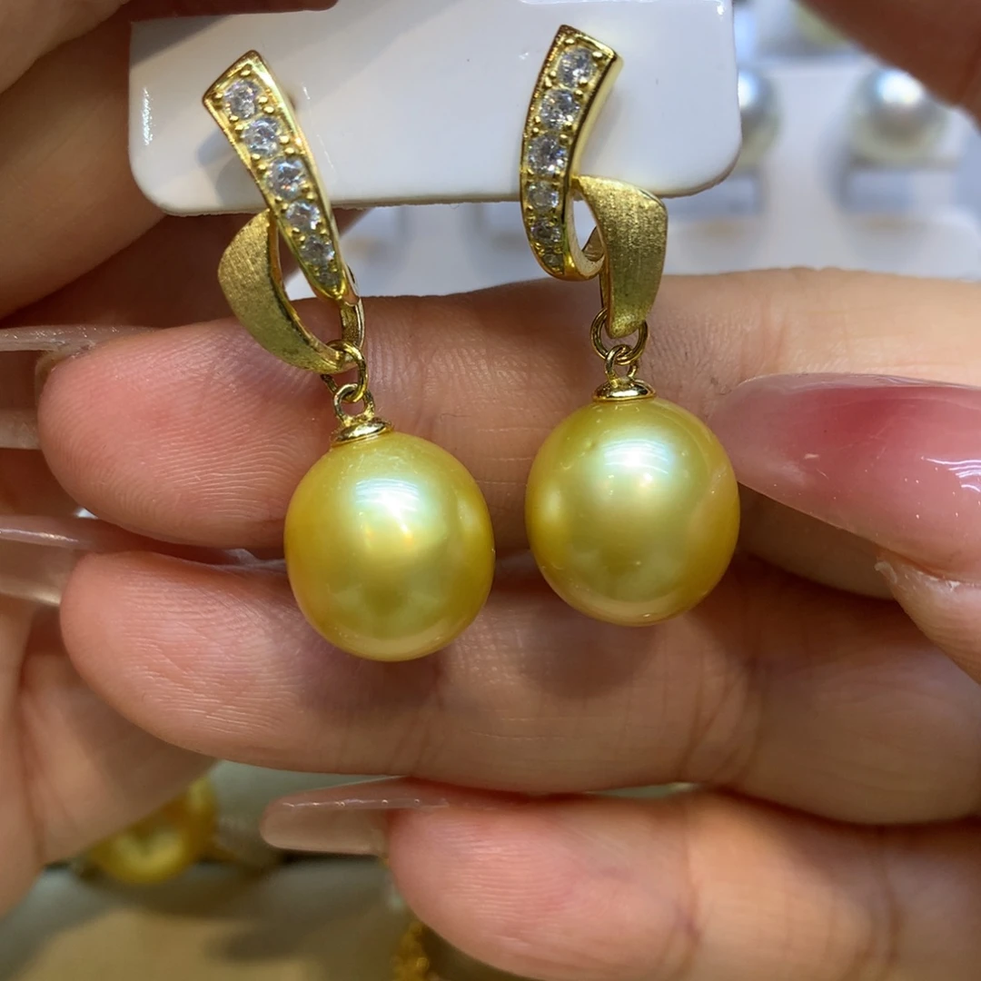 银S925镶嵌耳饰海水珍珠