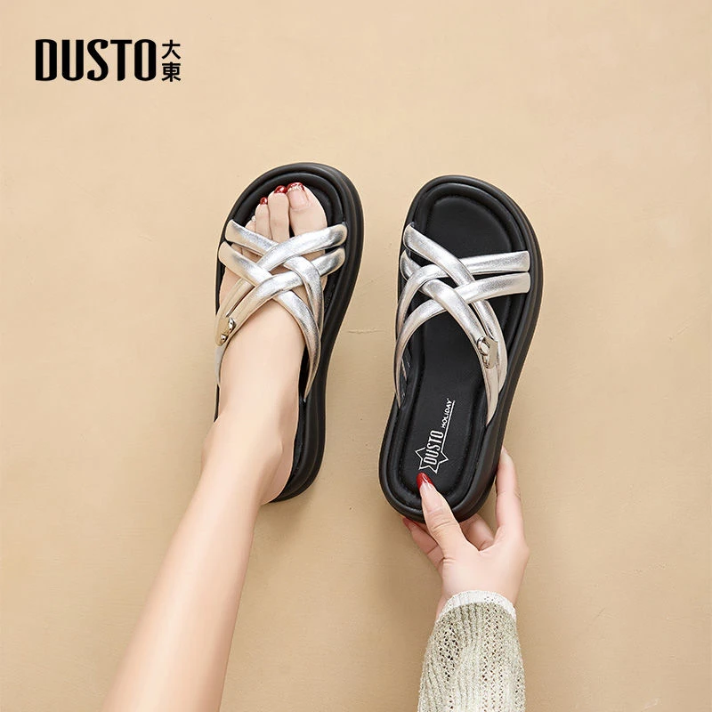 大东拖鞋女鞋外穿2025新款爆款夏季时尚出游百搭厚底休闲凉拖1186