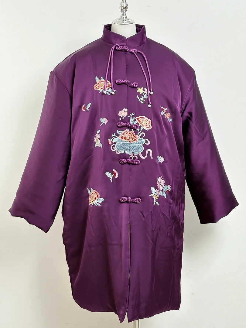 高档女老人百岁服玫绣锦服七件套